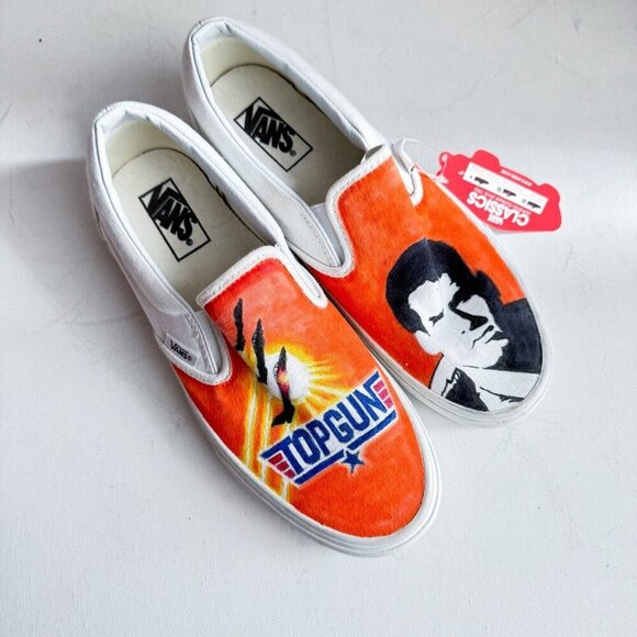 Vans Top Gun Tom Cruise Print Slip on Sneakers 8.5 - Picture 9 of 10